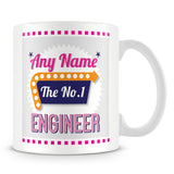 Engineer Personalised Mug - No.1 Retro Gift - Pink