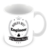 The Worlds Best Engineer Mug - Laurels Design - Silver