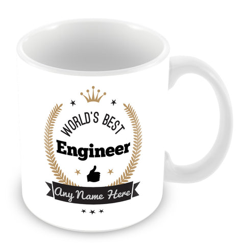 The Worlds Best Engineer Mug - Laurels Design - Gold
