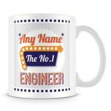 Engineer Personalised Mug - No.1 Retro Gift - Orange