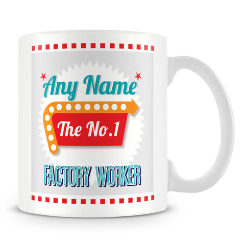 Factory Worker Personalised Mug - No.1 Retro Gift - Green