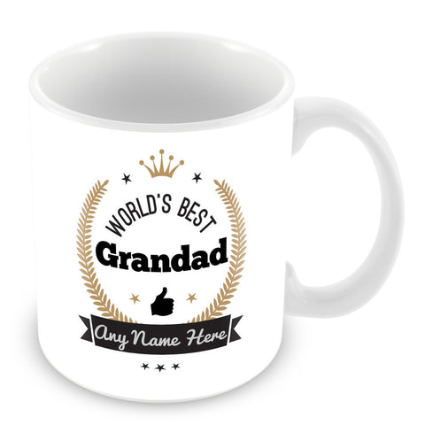 The Worlds Best Grandad Mug - Laurels Design - Gold