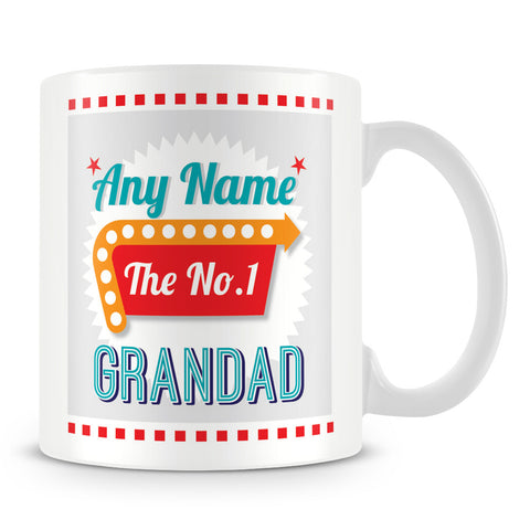 Grandad Personalised Mug - No.1 Retro Gift - Green