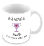 Best Grandad Mug - Award Trophy Personalised Gift - Purple