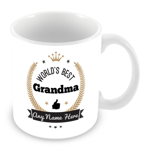 The Worlds Best Grandma Mug - Laurels Design - Gold