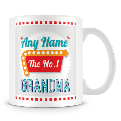 Grandma Personalised Mug - No.1 Retro Gift - Green