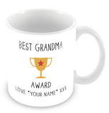 Best Grandma Mug - Award Trophy Personalised Gift - Yellow