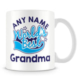 Worlds Best Grandma Personalised Mug - Blue