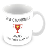 Best Grandmother Mug - Award Trophy Personalised Gift - Red