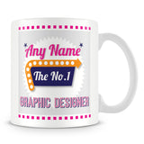 Graphic Designer Personalised Mug - No.1 Retro Gift - Pink