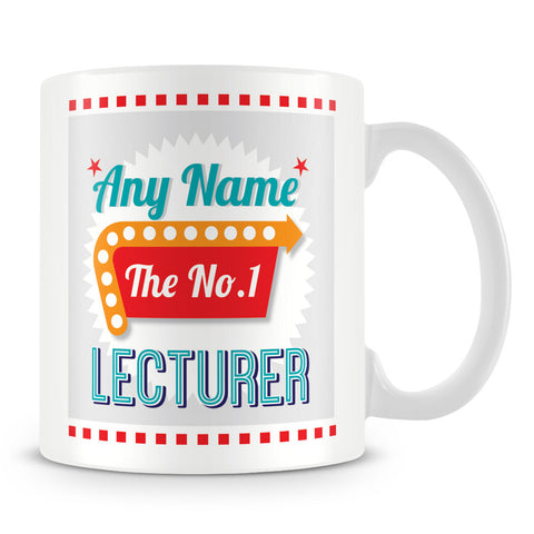 Lecturer Personalised Mug - No.1 Retro Gift - Green