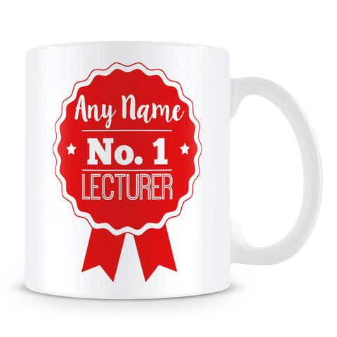 Lecturer Mug - Personalised Gift - Rosette Design - Red