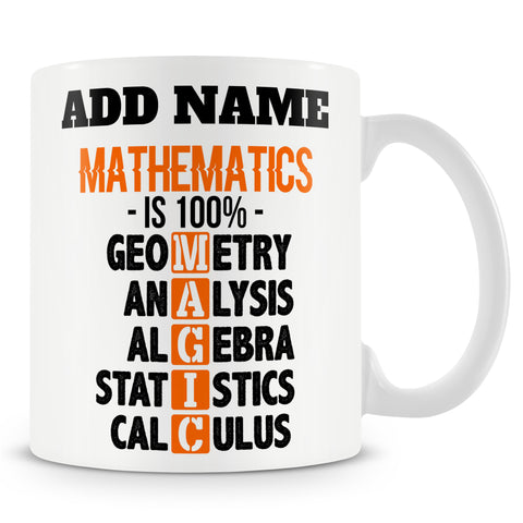 Funny Maths Teacher / Student Mug - Mathematics Is 100% Geometry Analysis Algebra Statistics Calculus