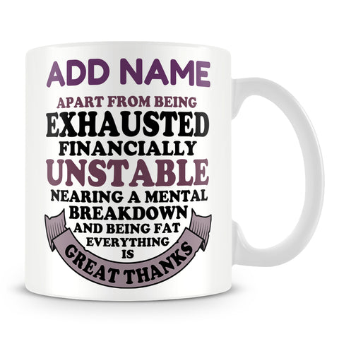 Funny Work Mug - Everything Is Great Thanks