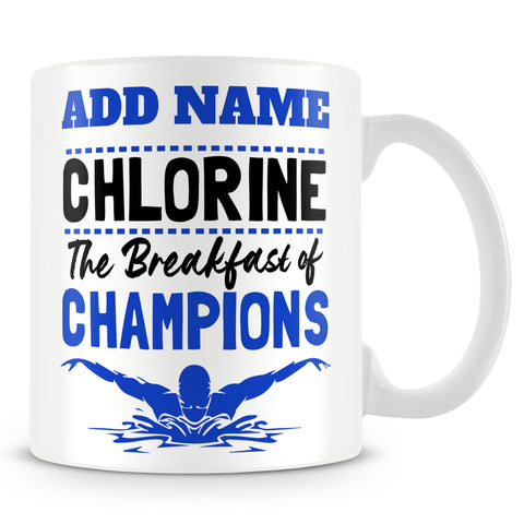 Swimmer Mug Personalised Gift - Chlorine Breakfast Of Champions