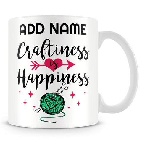 Knitting Mug Personalised Gift - Craftiness Is Happiness