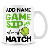 Tennis Mug Personalised Gift - Game Sip And Match