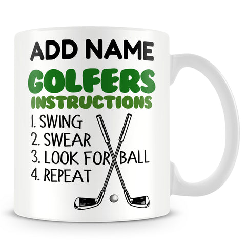 Golf Mug Personalised Gift - Golfers Instructions