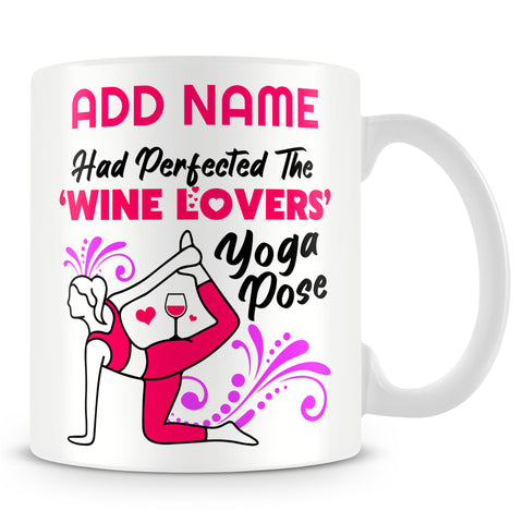 Yoga Mug Personalised Gift - Wine Lovers Yoga Pose