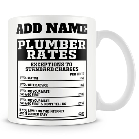 Plumber Mug Personalised Gift - Plumber Rates