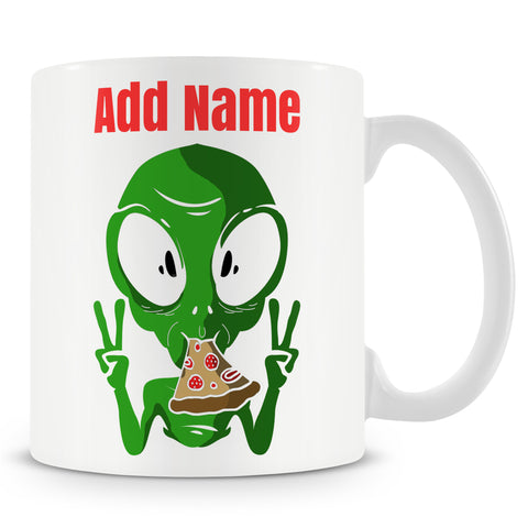 Novelty Funny Pizza Alien Gift Mug