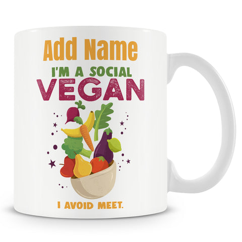 Novelty Gift For Anti Social People - I'm A Social Vegan I Avoid Meet - Personalised Mug
