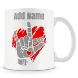 Novelty Sign Language Gift - Love - Personalised Mug