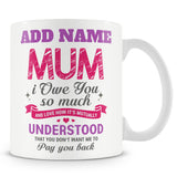Novelty Gift For Mum - Funny Mother's Day Present - Personalised Mug