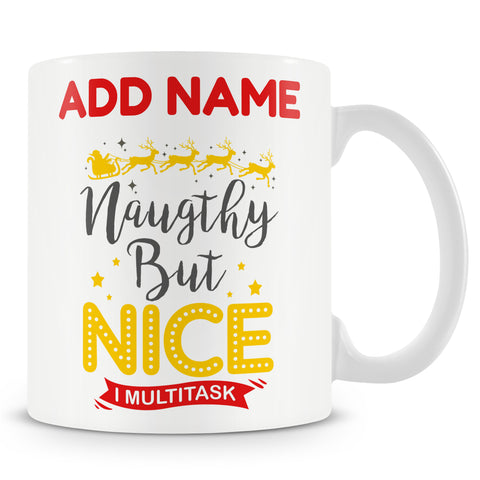 Christmas Secret Santa Gift - Naughty But Nice - Personalised Mug