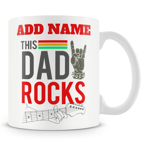 Novelty Gift For Guitar Players - This Dad Rocks - Personalised Mug