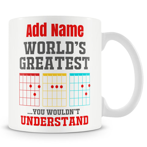 Novelty Gift For Guitar Players - World's Greatest Dad - Personalised Mug