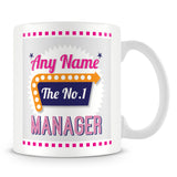 Manager Personalised Mug - No.1 Retro Gift - Pink