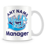 Worlds Best Manager Personalised Mug - Blue