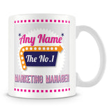 Marketing Manager Personalised Mug - No.1 Retro Gift - Pink