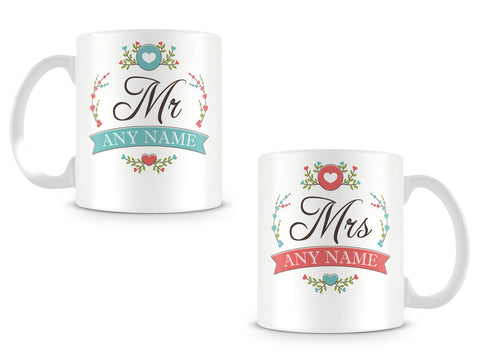 Mr and Mrs Mugs - Flowers Traditional Design