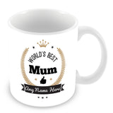 The Worlds Best Mum Mug - Laurels Design - Gold