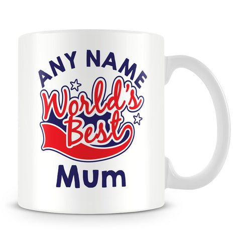 Worlds Best Mum Personalised Mug - Red