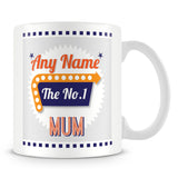 Mum Personalised Mug - No.1 Retro Gift - Orange