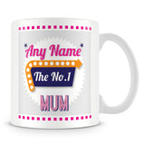 Mum Personalised Mug - No.1 Retro Gift - Pink