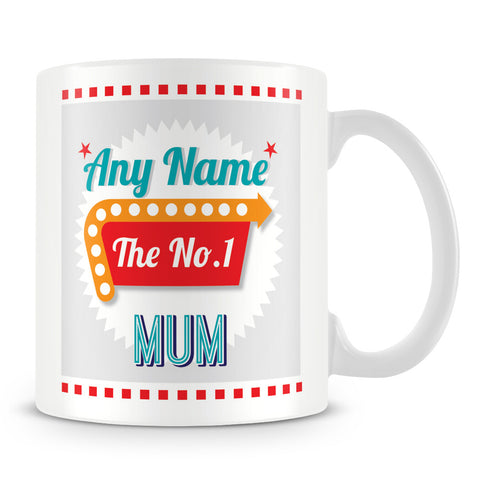 Mum Personalised Mug - No.1 Retro Gift - Green