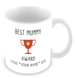 Best Mummy Mug - Award Trophy Personalised Gift - Red