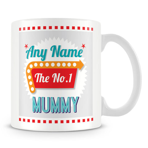 Mummy Personalised Mug - No.1 Retro Gift - Green