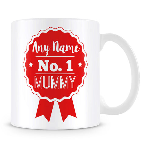 Mummy Mug - Personalised Gift - Rosette Design - Red