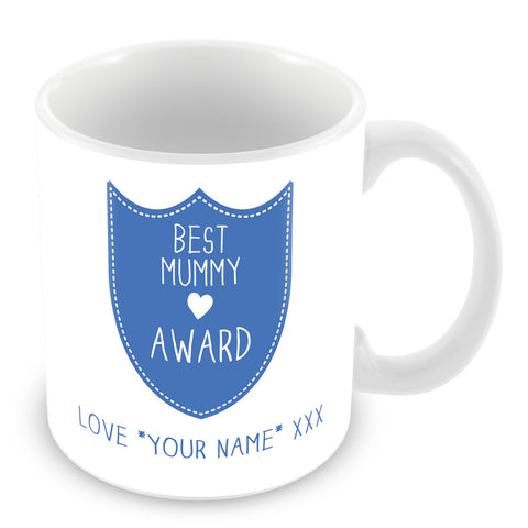 Best Mummy Mug - Award Shield Personalised Gift - Blue