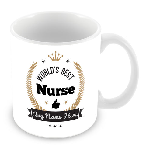 The Worlds Best Nurse Mug - Laurels Design - Gold