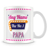 Papa Personalised Mug - No.1 Retro Gift - Pink