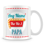 Papa Personalised Mug - No.1 Retro Gift - Green