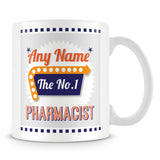 Pharmacist Personalised Mug - No.1 Retro Gift - Orange