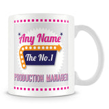 Production Manager Personalised Mug - No.1 Retro Gift - Pink