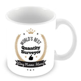 The Worlds Best Quantity Surveyor Mug - Laurels Design - Gold